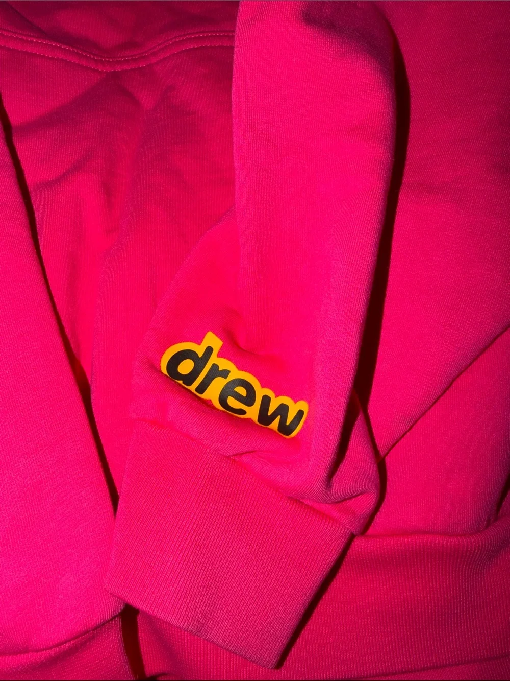 DREW Hot Pink Hoodie with Yellow Smiley Logo UNISEX